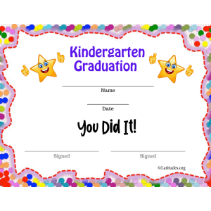 Thumbs Up Kindergarten Graduation Certificate