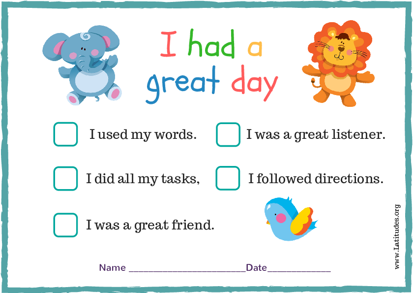 Had a Great Day Preschool Behavior Chart