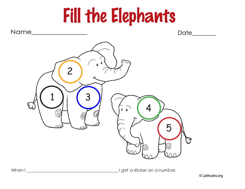 Fill the Elephants Sticker Behavior Chart (Fillable)