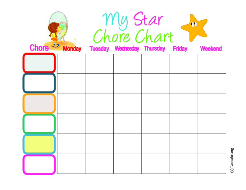 My Weekly Star Chore Chart