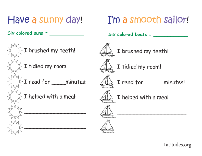 Sun and Sail Daily Chore Chart