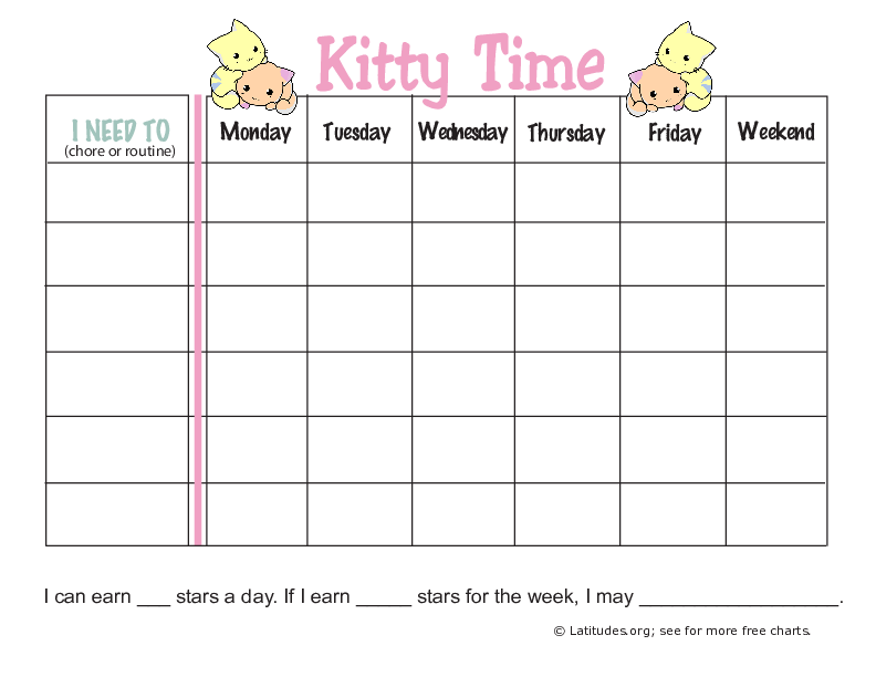 Kitty Time Routine Chore Chart (Fillable)