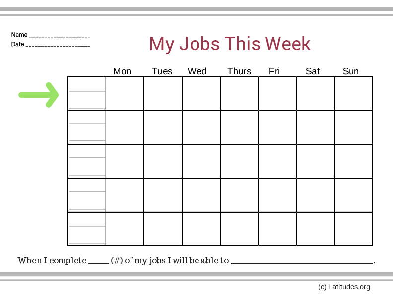 My Jobs this Week Intermediate Chart (Fillable)