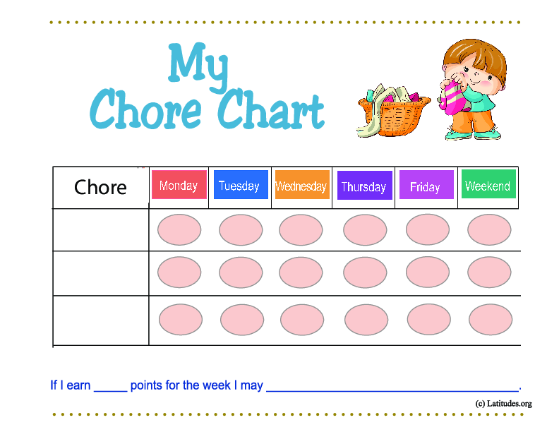 Pre-K Boy First Chore Chart (Fillable)