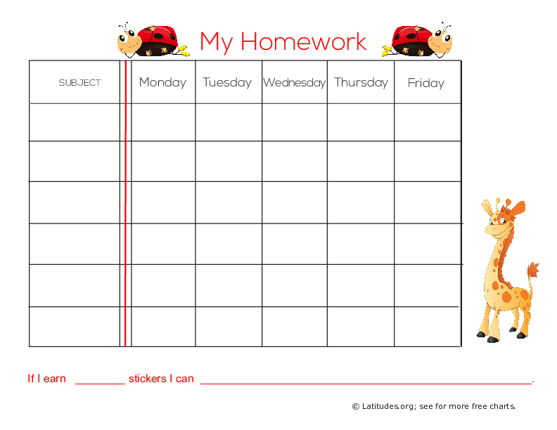 Primary Homework Chart