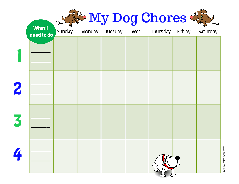 My Dog Weekly Chores Chart