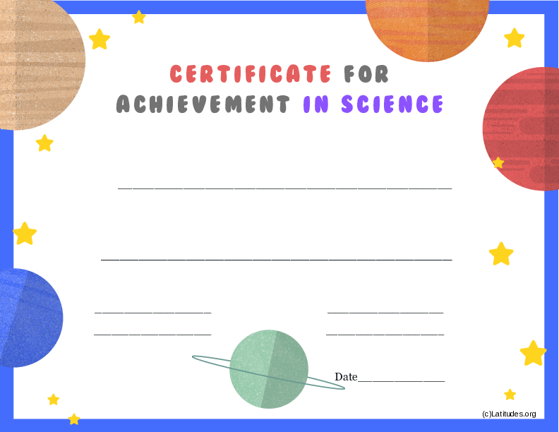 Achievement in Science Certificate