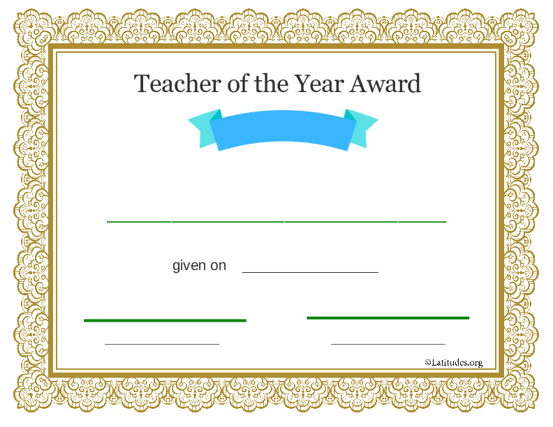 Teacher of the Year Award Blue Gold