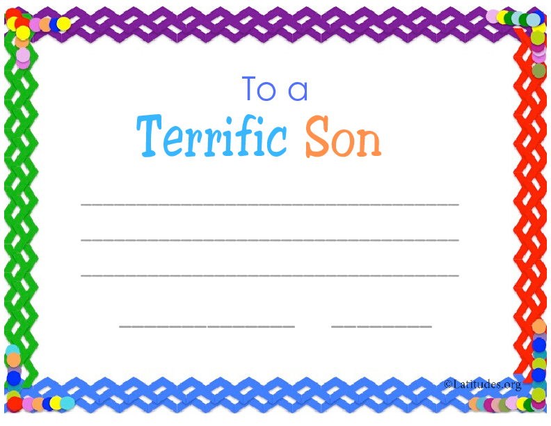 Terrific Son Certificate