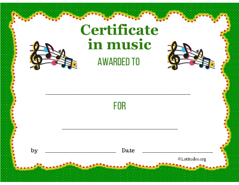 Music Certificate Award (Fillable)