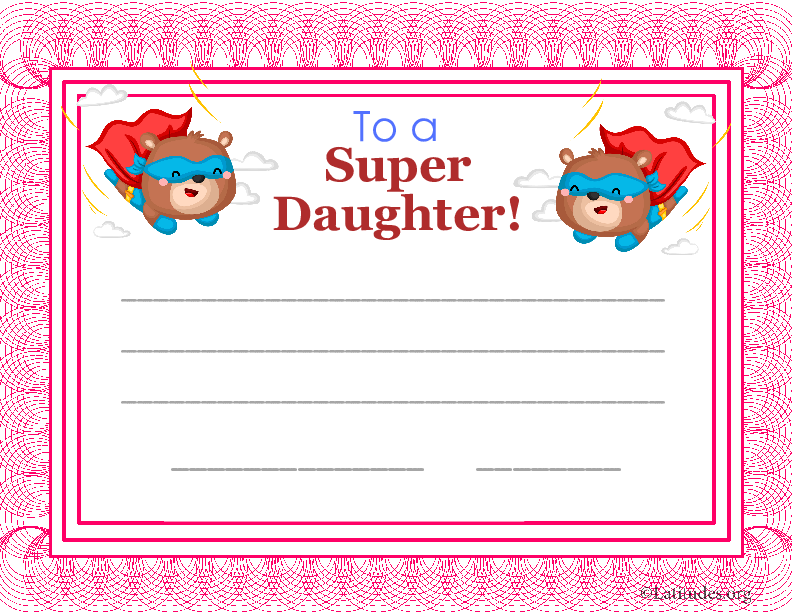 Super Daughter Certificate (Fillable)