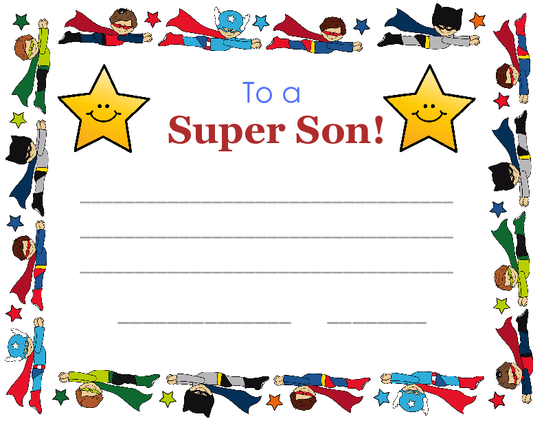 Super Son Certificate (Fillable)