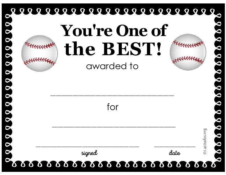 You're One of the Best Baseball Award (Fillable)