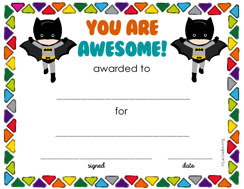 Batman You Are Awesome Award (Fillable)