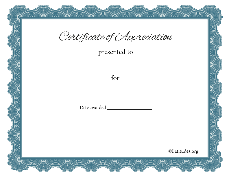 Certificate of Appreciation Gray Blue Formal (Fillable)