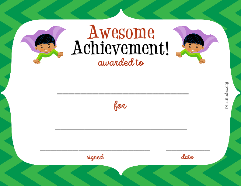 Super Boy Awesome Achievment Award (Fillable)