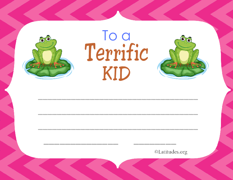 Terrific Kid Certificate Frog Blank (Fillable)