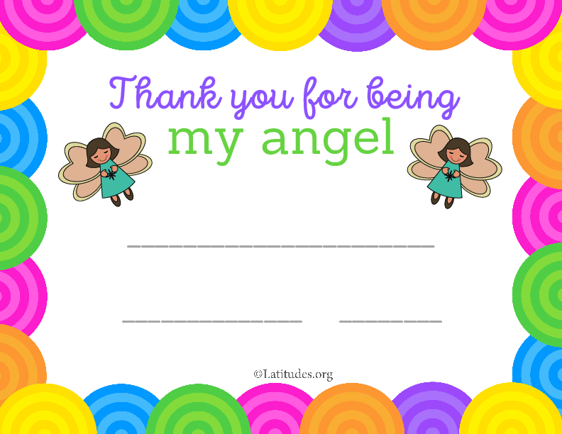 Thank You for Being My Angel Award (Fillable)