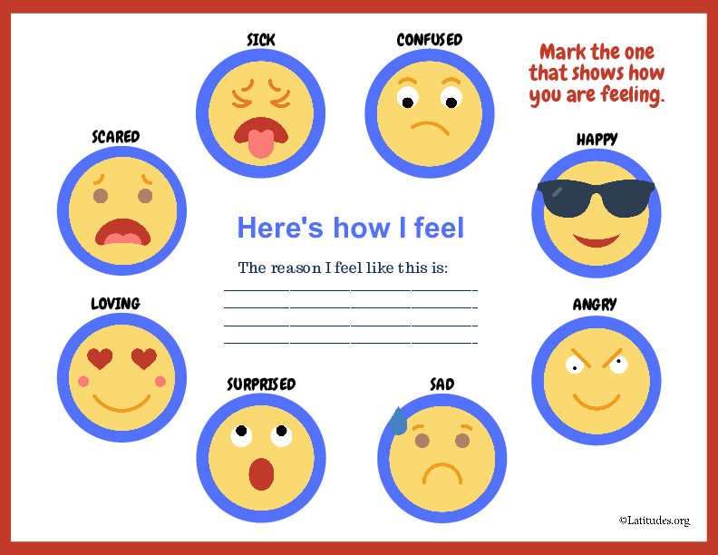 Emoji Here's How I Feel Feelings Chart