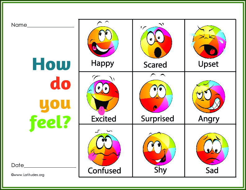 How Do You Feel Colorful Feelings Chart (Fillable)