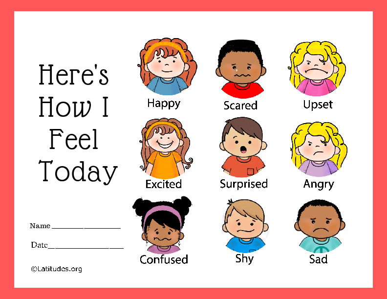 Here's How I Feel Today 9 Faces Feelings Chart (Fillable)