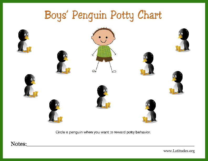 Boys Penguin Potty Training Chart