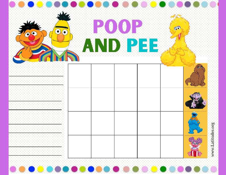 Sesame Street Poop and Pee Potty Training Chart (Fillable)