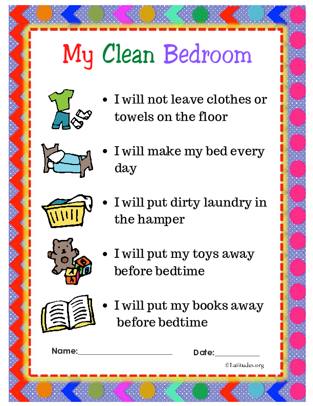 Clean Bedroom Contract PreK Primary