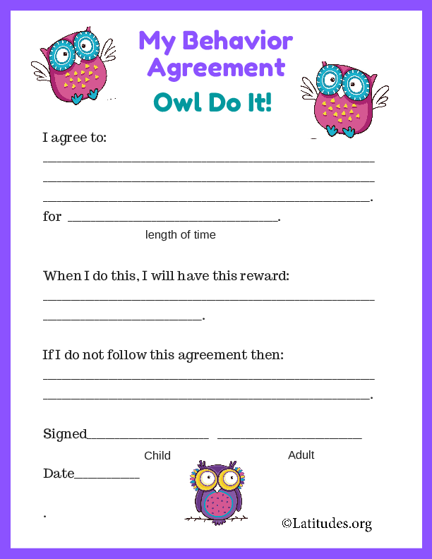 Owl Behavior Contract Agreement (Fillable)