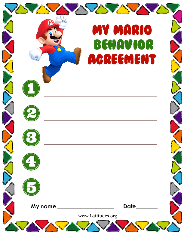 My Mario Behavior Agreement (Fillable)