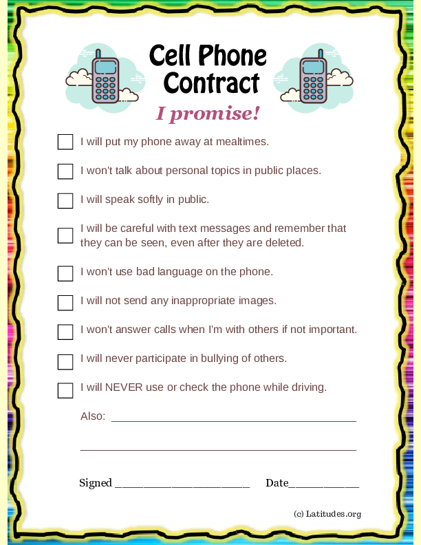 Cell Phone Contract (Fillable)