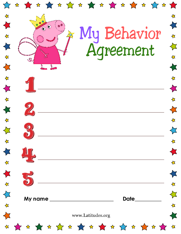 My Peppa Pig Behavior Agreement (Fillable)