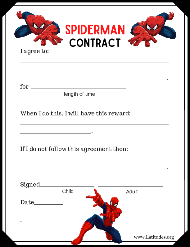 Spiderman Behavior Contract (Fillable)