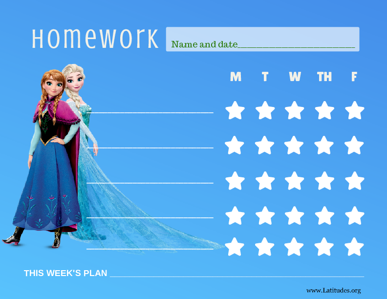 Frozen Homework Star Chart (Fillable)