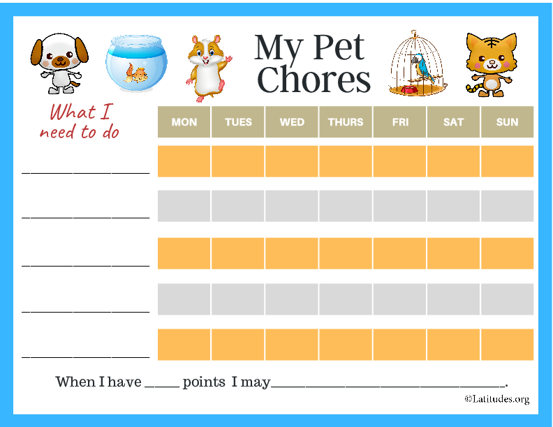 My Pet Chores Chart Blank (Fillable)