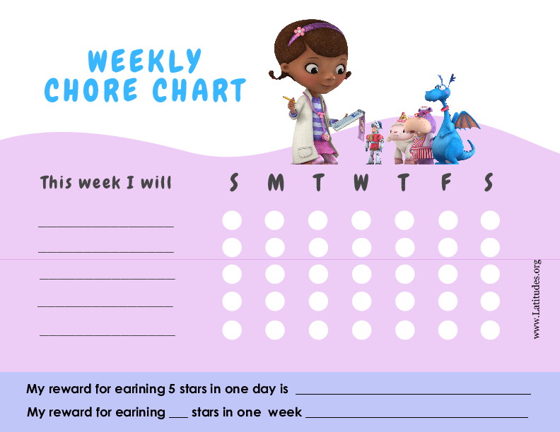 Doc McStuffins Weekly Chore Chart (Fillable)