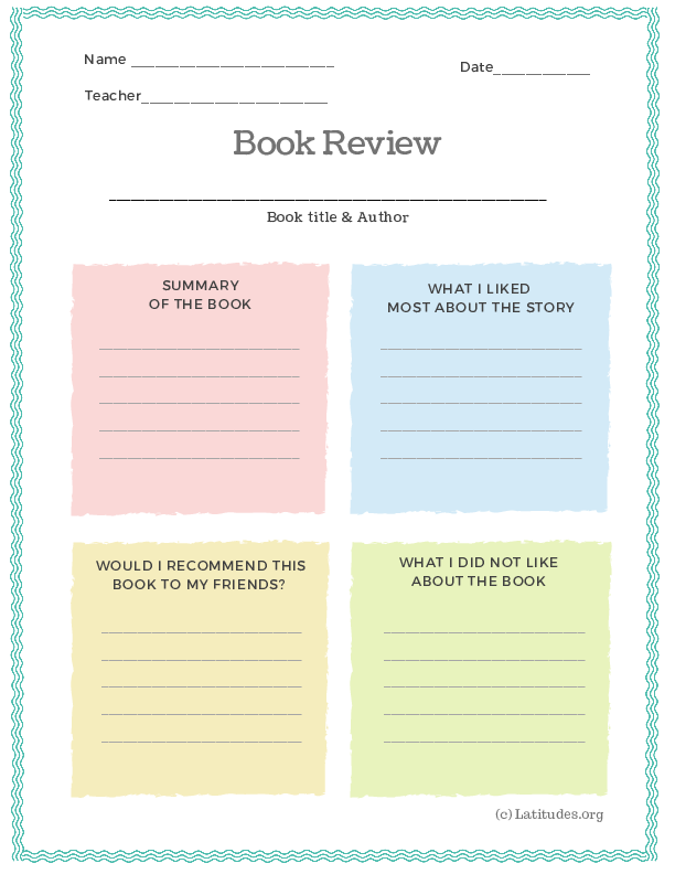 Book Review Report Form (Fillable)