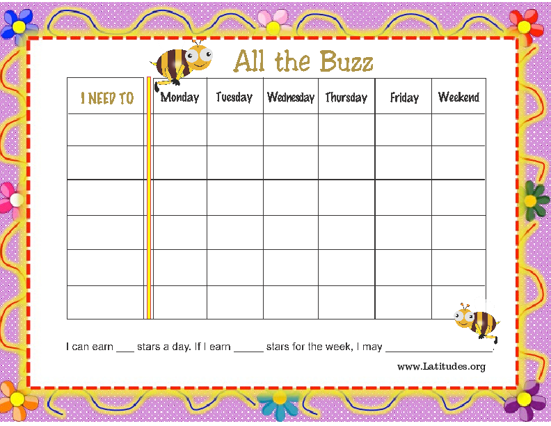 All the Buzz Weekly Behavior Chart (Fillable)