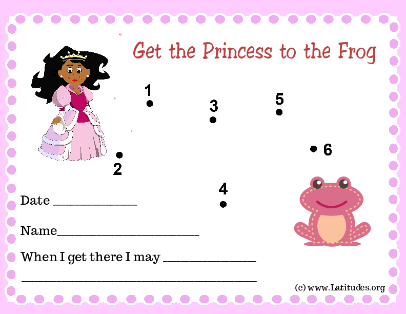 Get Princess to Frog Dot to Dot Toddler Reward Chart (Fillable)