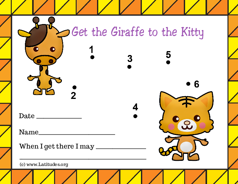 Help the Giraffe Get to The Kitty Toddler Reward Chart (Fillable)