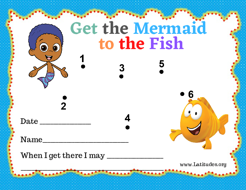 Mermaid to Fish Dot to Dot Toddler Reward Chart (Fillable)