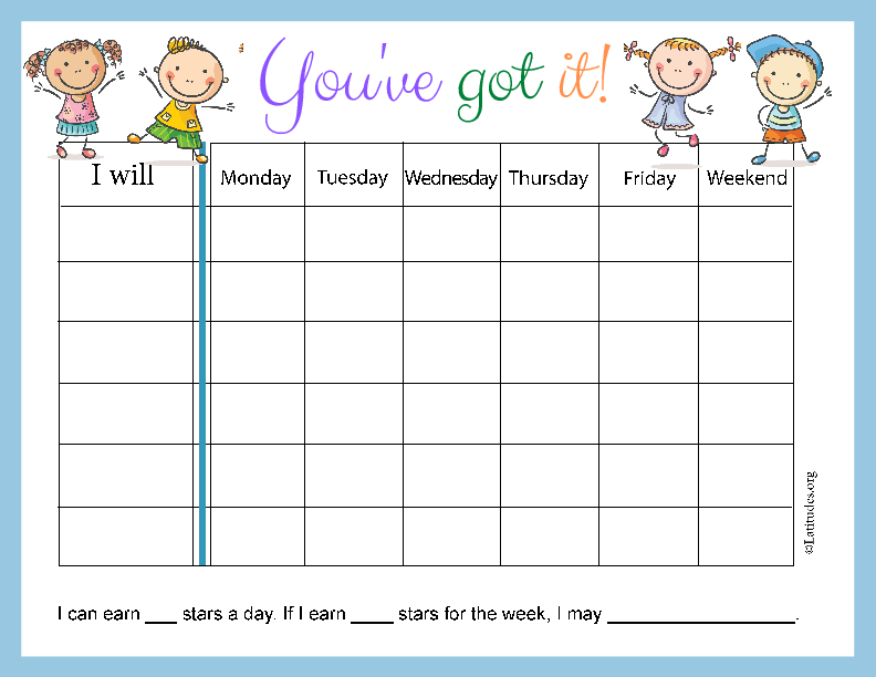 You've Got It Weekly Behavior Chart (Fillable)