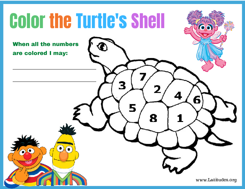 Sesame Street Color the Turtles Back Behavior Chart (Fillable)